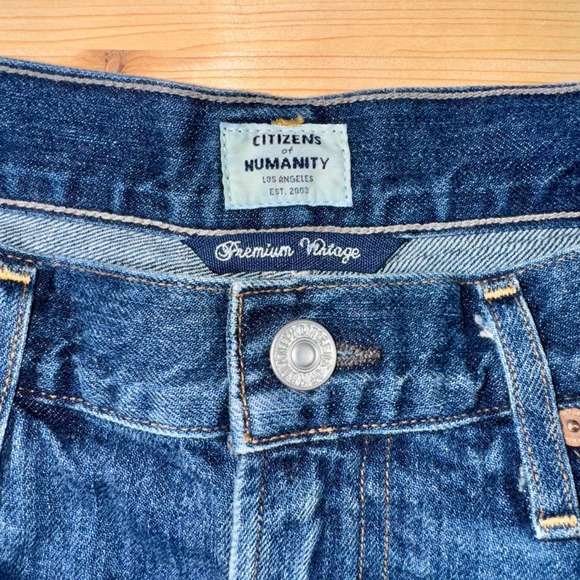 Citizens‎ of Humanity Denim Mini Skirt Frayed Hem Premium Vintage Size 27 - Picture 2 of 8